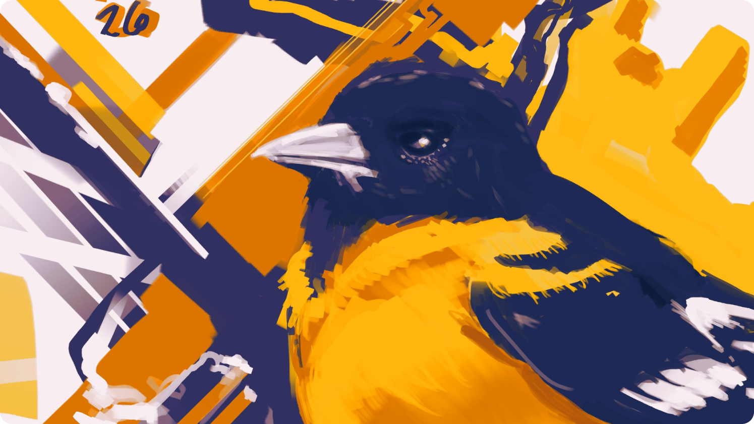 Finished digital painting of an Oriole